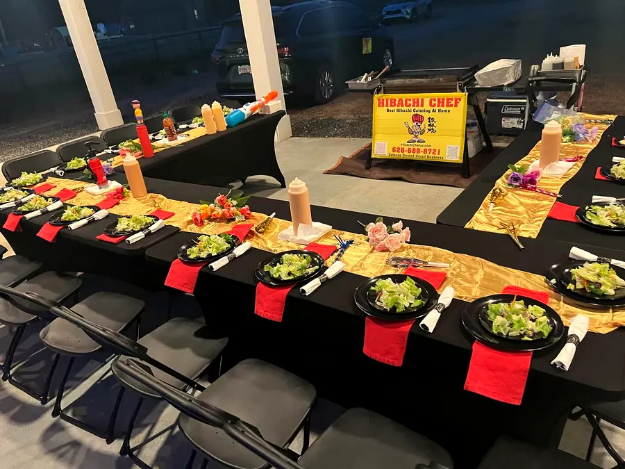 Elegant hibachi party setup