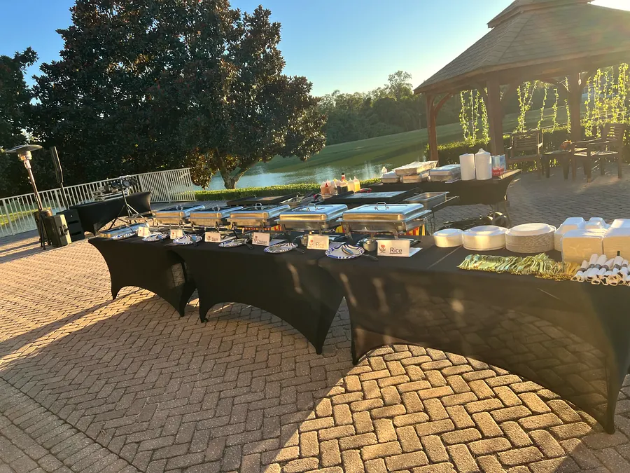 Hibachi buffet catering setup for 60 guest wedding reception